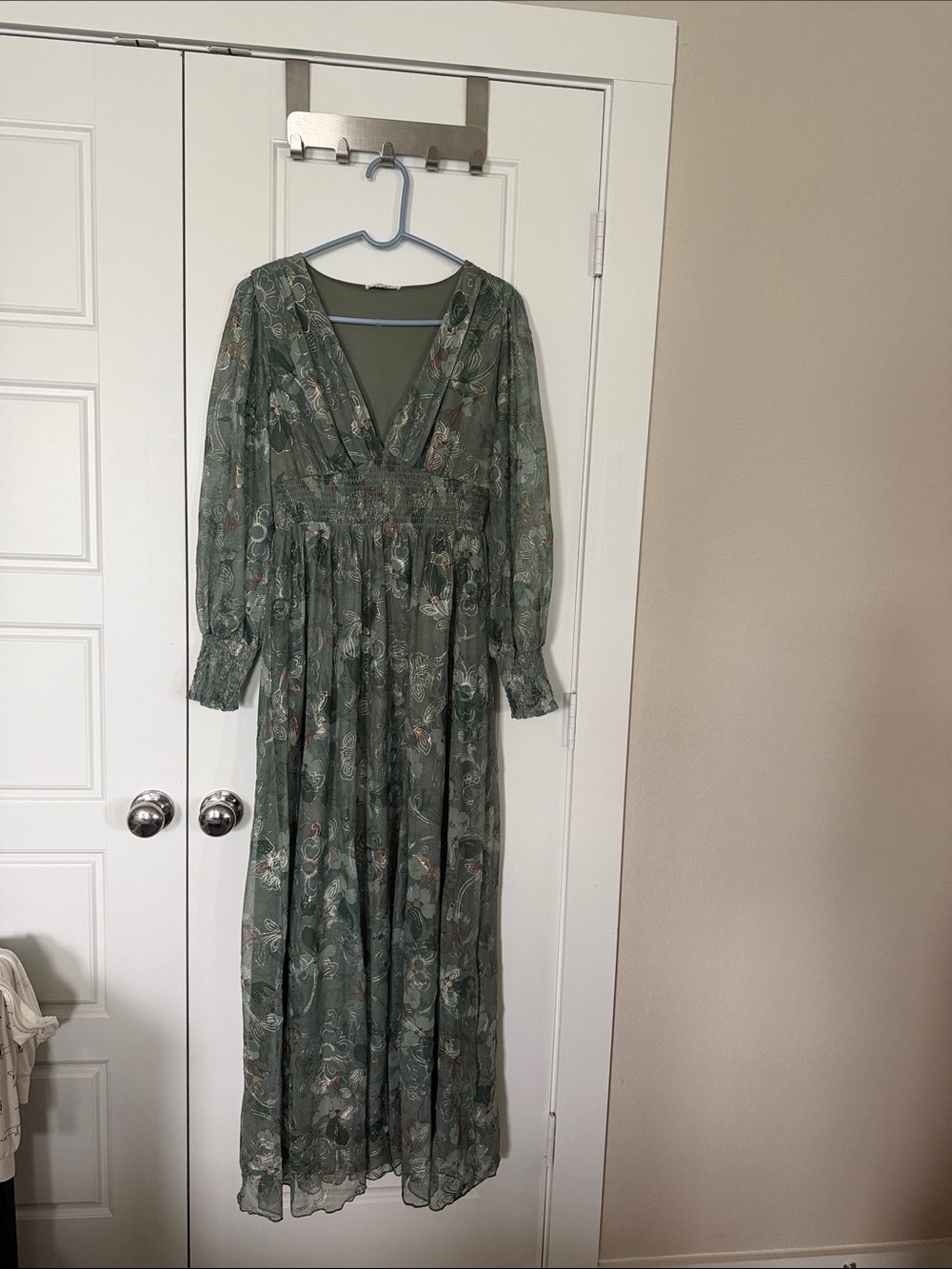 Baltic Born Sage Green Floral V-Neck Maxi Dress